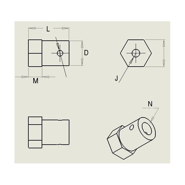 Acoplamiento Hexagonal de Metal 4 MM Genérico - 4