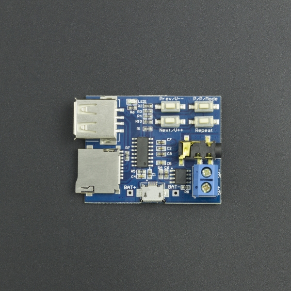 Módulo Reproductor MP3 con Lector MicroSD y USB Genérico - 1