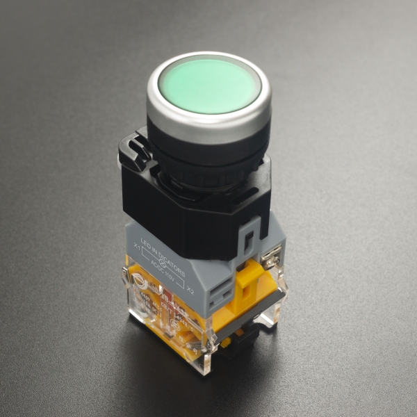 Interruptor Pulsador Normalmente Abierto 22mm YB-LA38 Con Led Indicador Verde Genérico - 1 Interruptor Pulsador Normalmente Abierto 22mm YB-LA38 Con Led Indicador Verde Genérico - 1