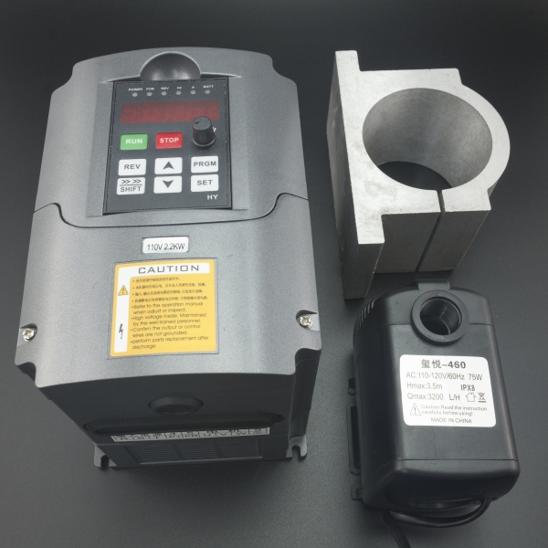 KIT VARIADOR DE FRECUENCIA VFD HY02D211B CON SPINDLE O HUSILLO 2.2KW 24000RPM Y SET DE PORTABROCAS PARA CNC RUTEADORA Genérico - KIT VARIADOR DE FRECUENCIA VFD HY02D211B CON SPINDLE O HUSILLO 2.2KW 24000RPM Y SET DE PORTABROCAS PARA CNC RUTEADORA Genérico -