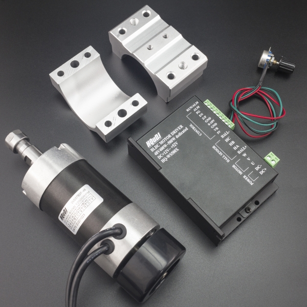 KIT SPINDLE O HUSILLO 400W 12000RPM ER16 SIN ESCOBILLAS CON DRIVER DE CONTROL Y FUENTE DE ALIMENTACIÓN PARA CNC RUTEADORA Genéri