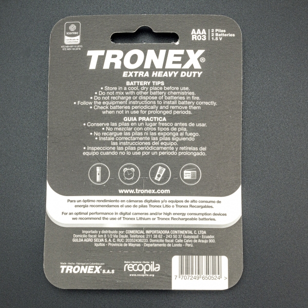 PILA MANGANESO AAA X2 1.5V TRONEX Tronex - 3